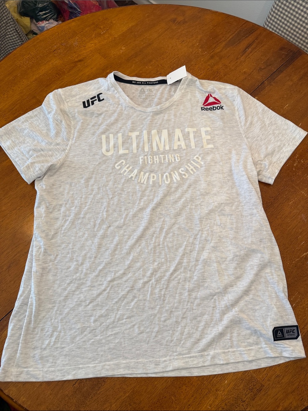 Reebok Light Gray UFC Short Sleeve Tee with Logo xxl